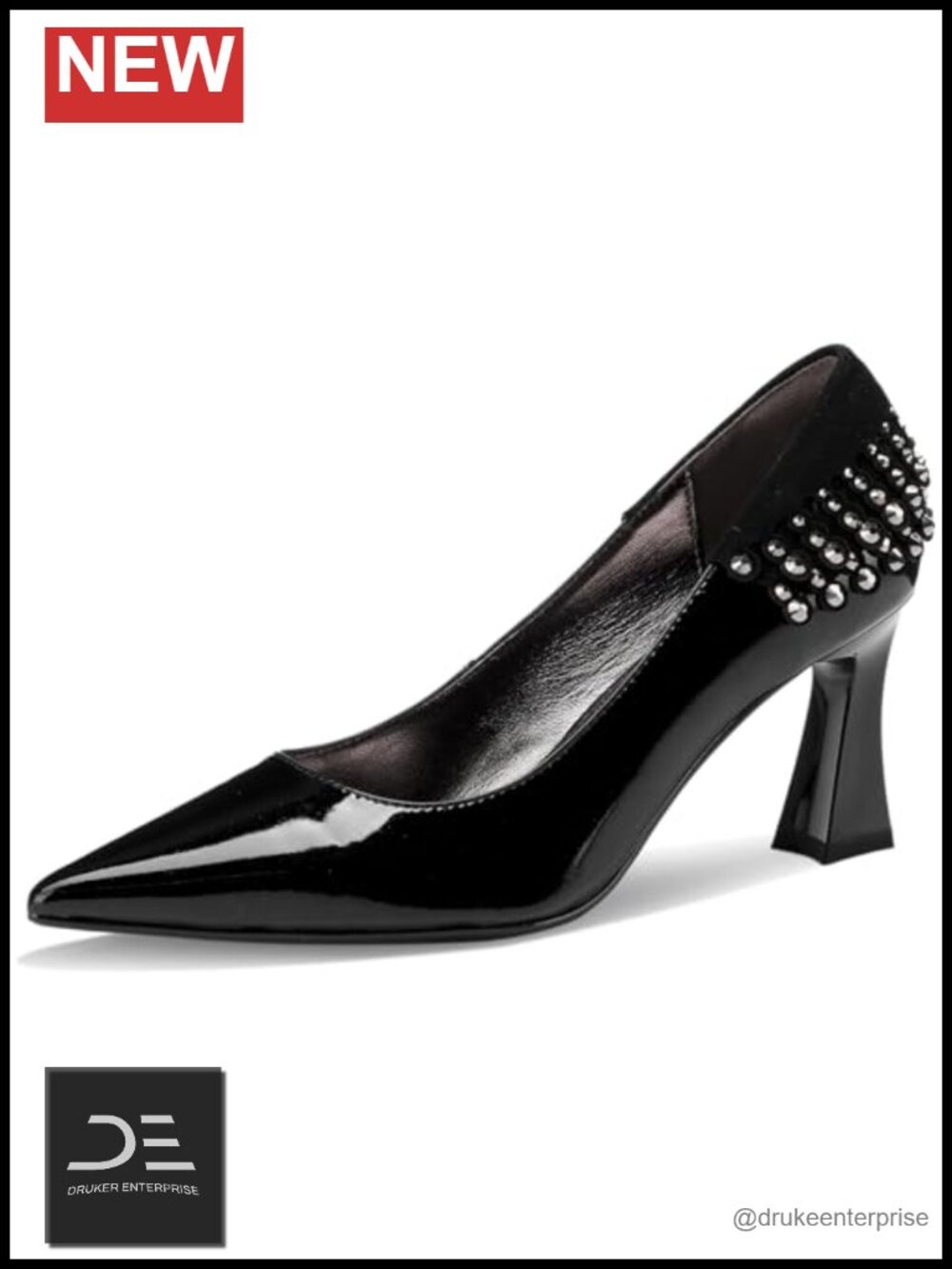 Women's Pointed Toe Kitten Heels Patent Leather Dress Pumps 2 Inch Slip On